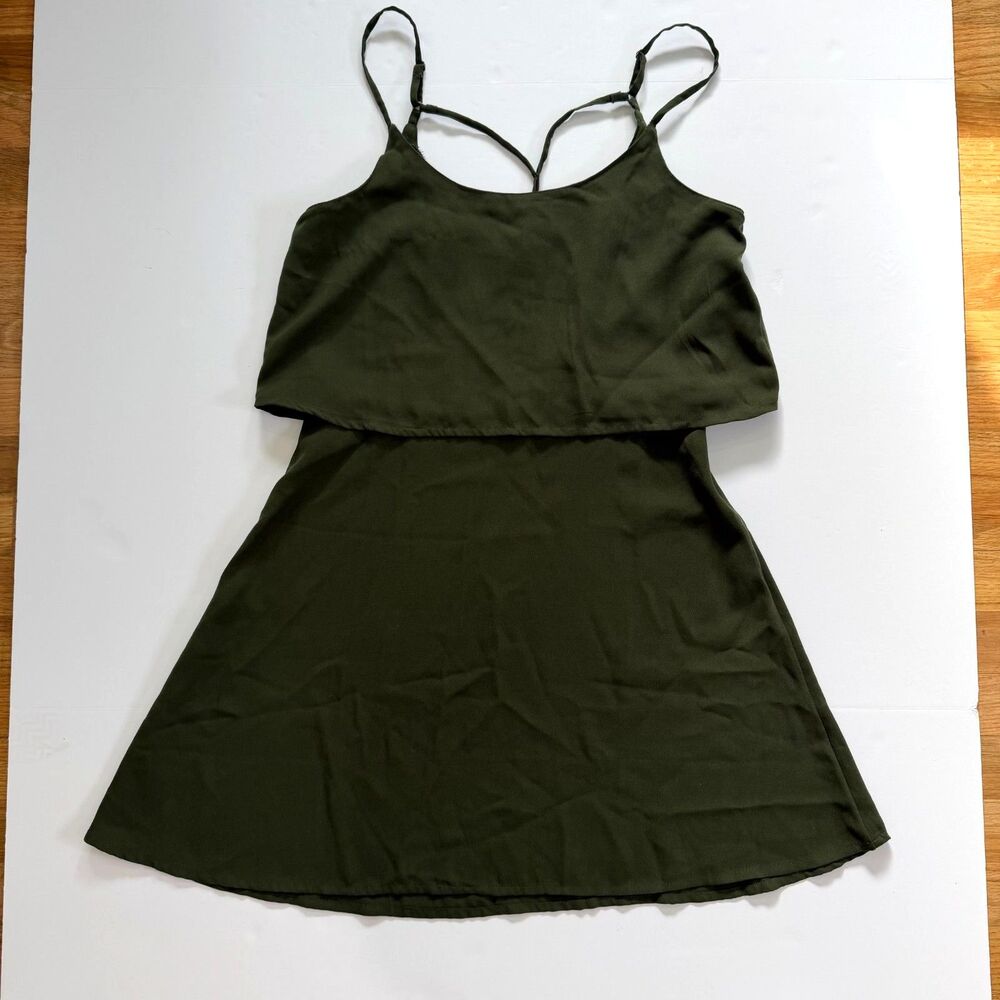 Abercrombie & Fitch Olive Green Popover Strappy Mini Dress